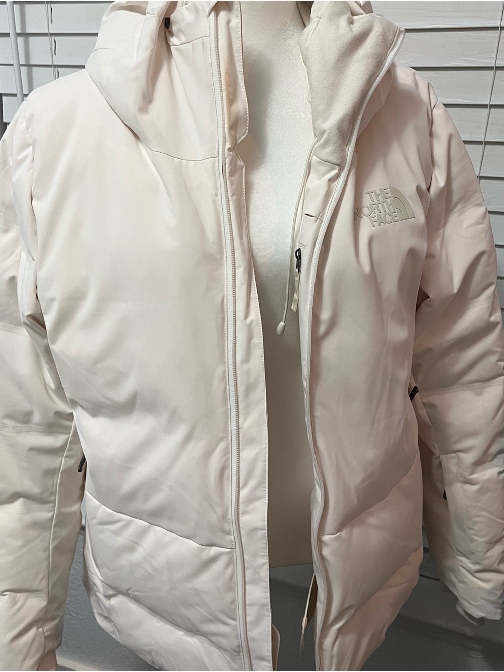 The North Face Women's Light Beige Hooded Puffer Jacket